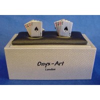 ONYX-ART CUFFLINK SET - FOUR ACES